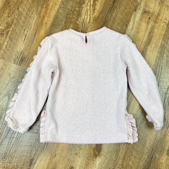 Calvin Klein Fleece Ruffle Sequined Pink Top Sz 6 - Picture 3 of 7